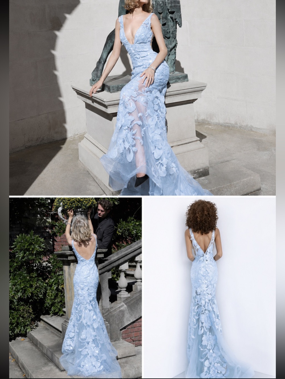 Jovani light blue lace mesh dress 10 - Picture 13 of 13